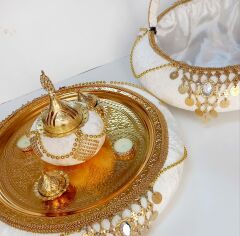 Paralı Kına Tepsi ve Sepeti Krem