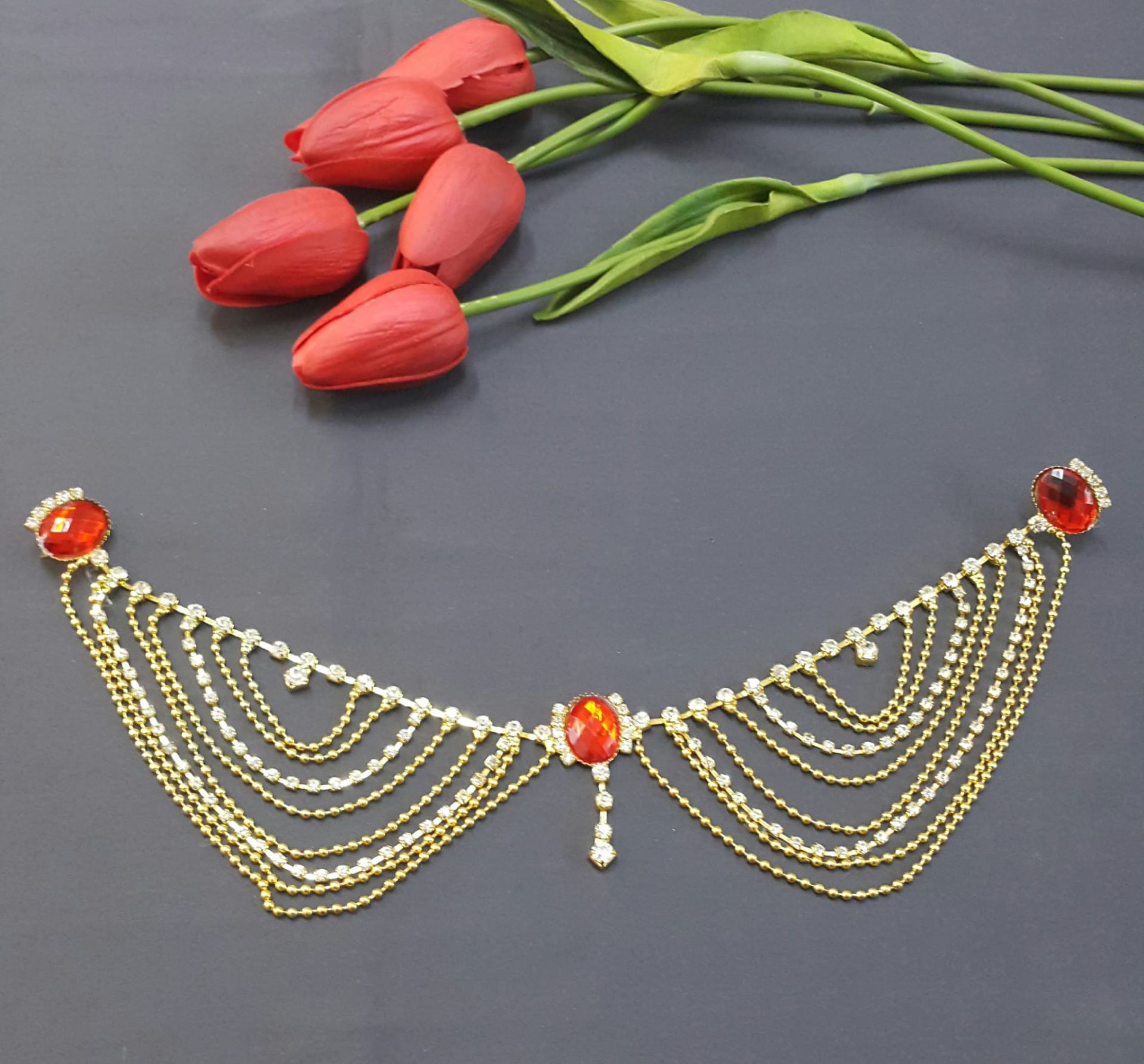 Kına Tacı Kırmızı Taşlı FR23