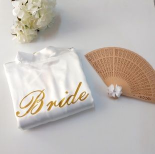 Bride Yazılı Sabahlık Yelpaze Hediyeli Gelin Sabahlığı