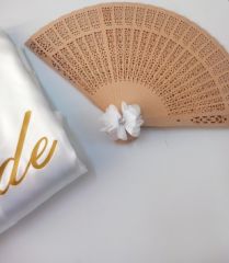 Bride Yazılı Sabahlık Yelpaze Hediyeli Gelin Sabahlığı