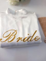Bride Yazılı Sabahlık Yelpaze Hediyeli Gelin Sabahlığı