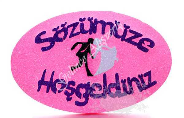 Sözümüze Hoşgeldiniz Kapı Süsü Pembe