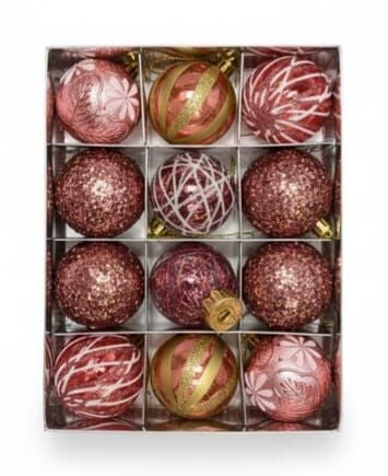 Bronz Yılbaşı Ağaç Süsü Cici Top Seti 12'li