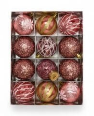 Bronz Yılbaşı Ağaç Süsü Cici Top Seti 12'li