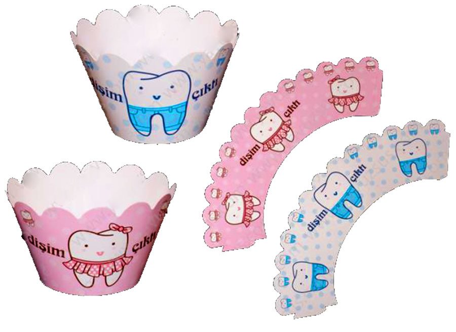 12 Adet Dişim Çıktı Cup Cake Süsü