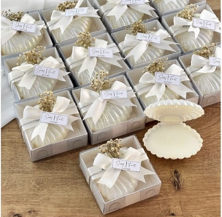 Kutu İçerisinde Mumlu İstiridye Kutuda Nikah Hediyelik 20'li