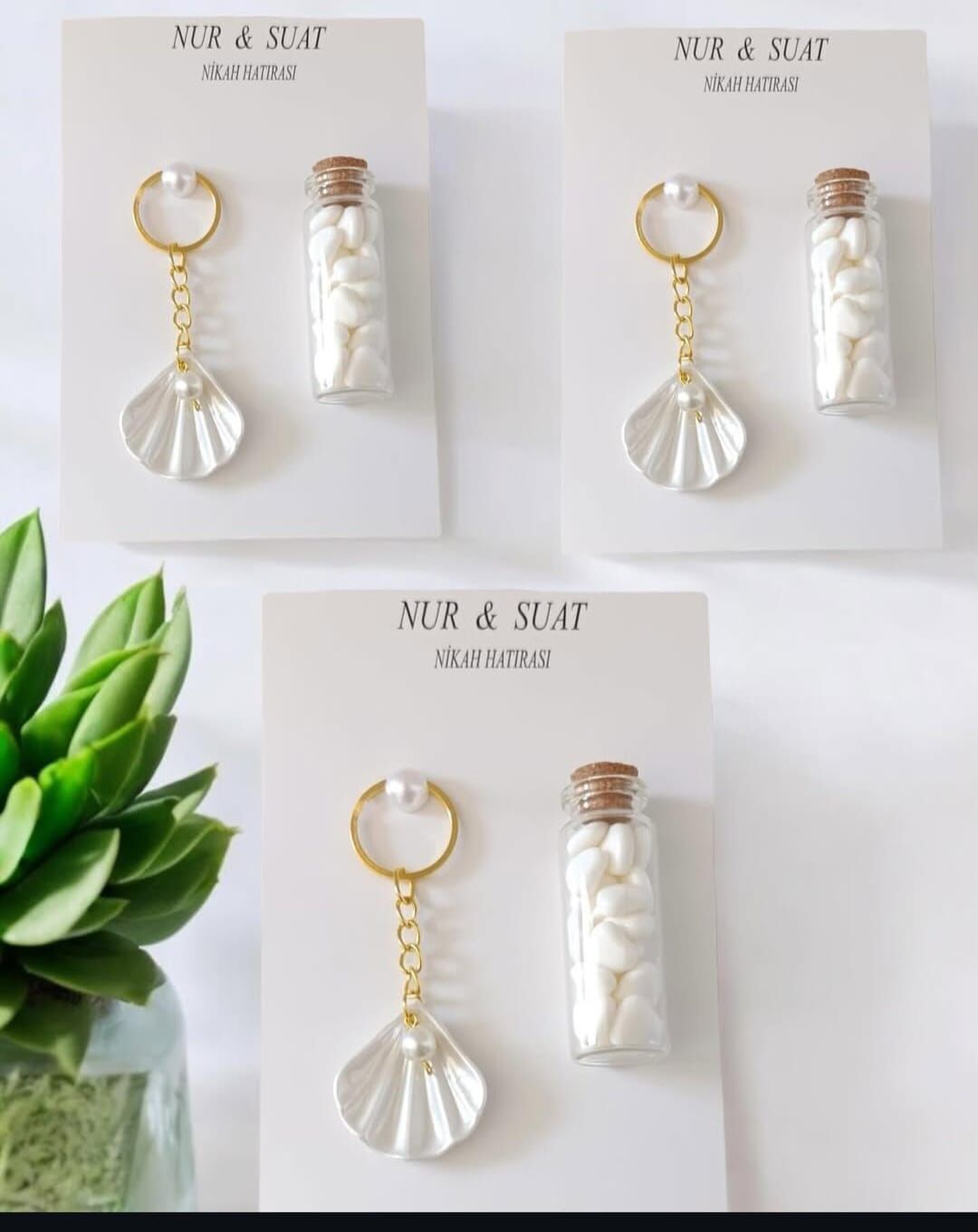 İstiridye anahtarlık - şişeli Kartlı Hediyelik 20'li