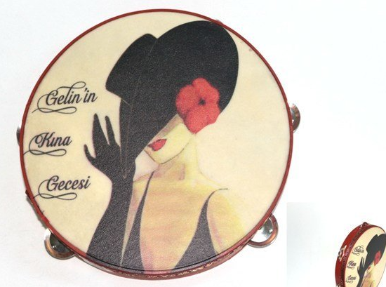 Kişiye Özel Kına Kızı Baskılı Deri Tef