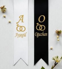 İsme Özel Siyah - Beyaz Takı Kurdelesi