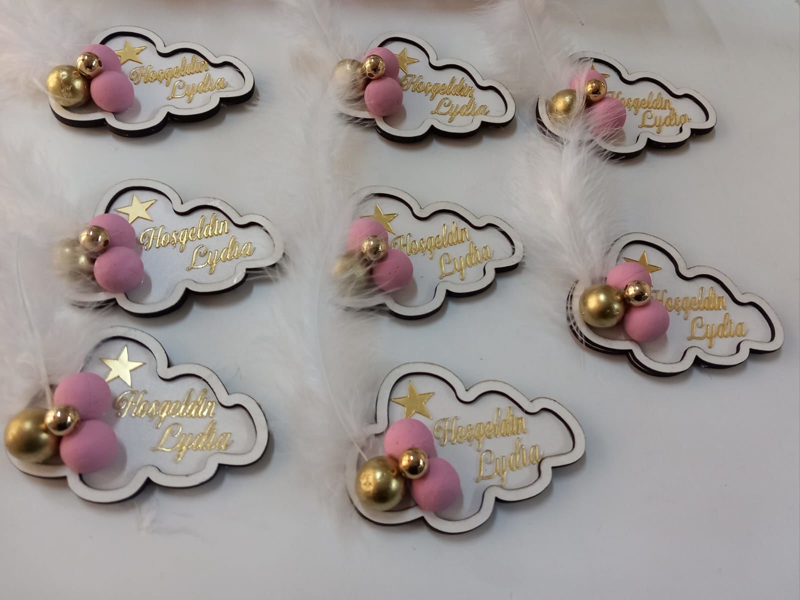 Ahşap Bulut Magnet Bebek Şekeri