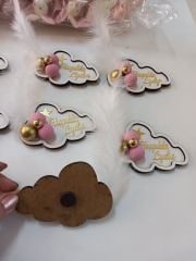 Ahşap Bulut Magnet Bebek Şekeri