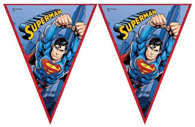 Superman Baskılı Üçgen Bayrak Flama