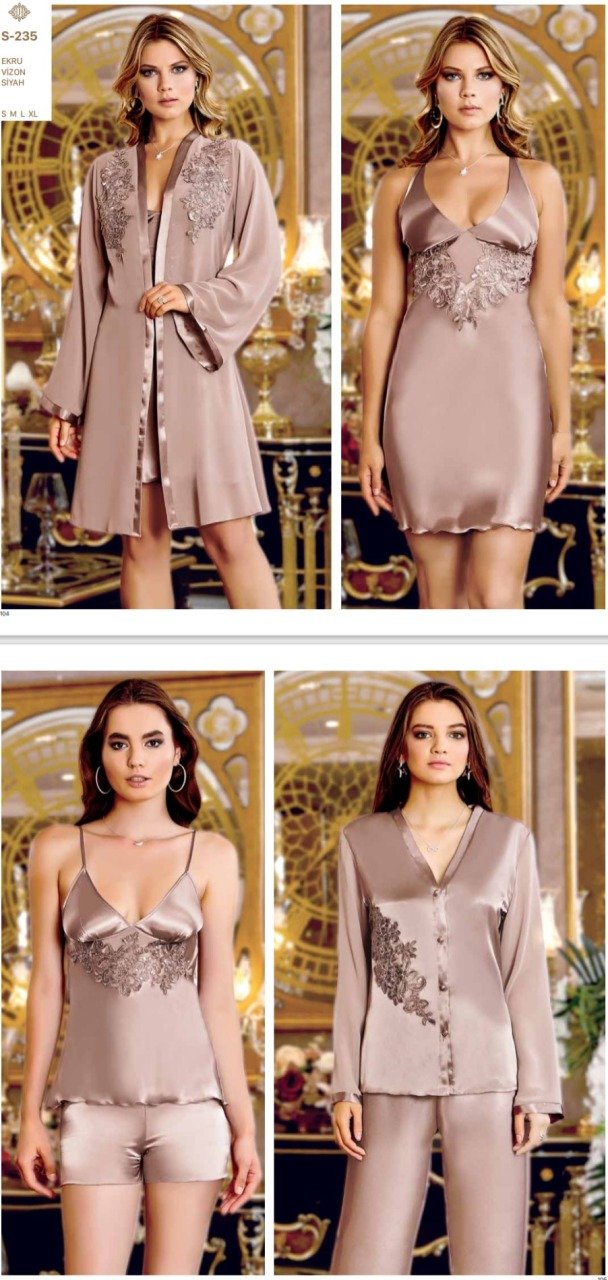 Jeremi İpek Saten Kısa Altılı Set S-235