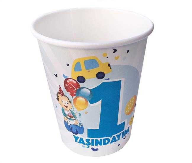 Karton Bardak 1 Yaş Mavi 8 Adet