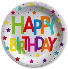 Happy Birthday Karton Tabak 8 Adet