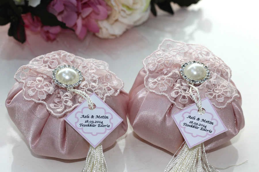 Saten Lavanta Kesesi Nikah Şekeri