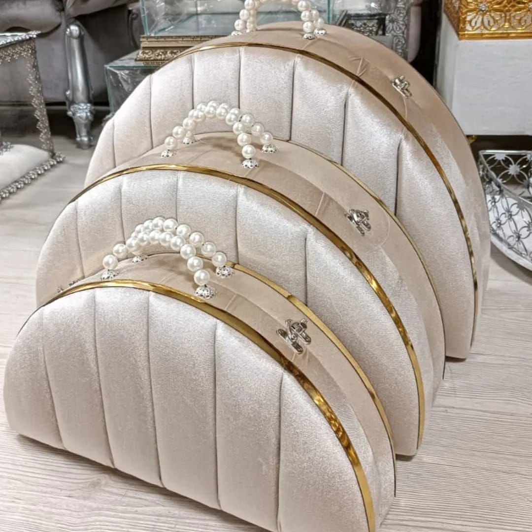 Şeritli 3'lü Çeyiz Çamaşır Çantası