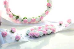 Beyaz Gelin Kemeri-Pembe Beyaz Çiçekli