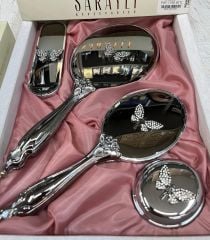 Saraylı Kelebek Ayna Tarak Seti Gümüş