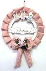 İsme Özel Fırfırlı Ayıcıklı Kapı Süsü