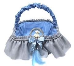 Halka İçinde Ayıcıklı Gri Süslü Bebek Sepeti