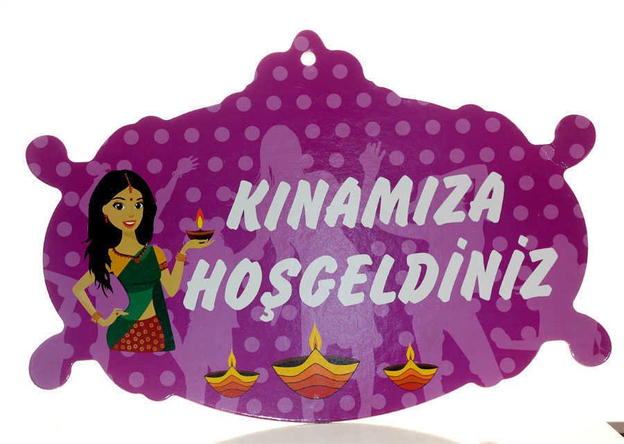 Kınamıza Düğünümüze Hoşgeldiniz Kapı Süsü Çift Taraflı