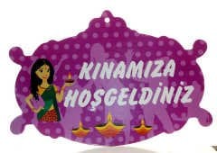 Kınamıza Düğünümüze Hoşgeldiniz Kapı Süsü Çift Taraflı