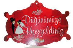 Kınamıza Düğünümüze Hoşgeldiniz Kapı Süsü Çift Taraflı