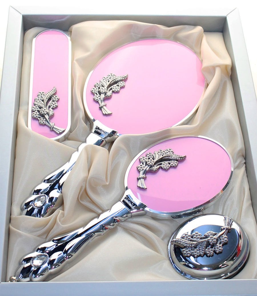 Camomile Buket Ayna Tarak Set Pembe