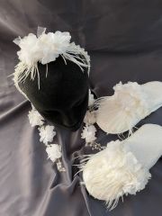 Kristal Taşlı Küpeli Taç Beyaz