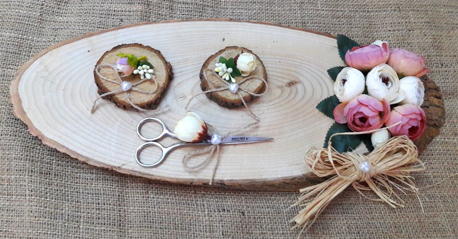 Kütük Söz Nişan Yüzük Tepsisi K7