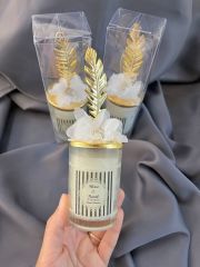 Yaprak Desenli Kapaklı Mum