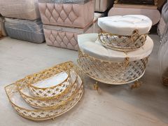 Metal Sunum Kutusu Dikdörtgen 3 parça Altın