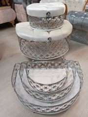 Metal Sunum Kutusu Dikdörtgen 3 parça Altın