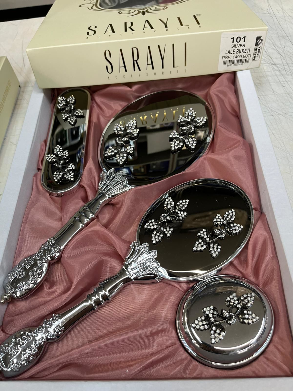 Saraylı Ayna Tarak Seti Lale Buketi
