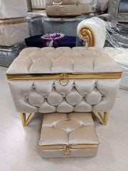 Kapitone Sandık 2'li Set Cappuccino