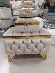 Kapitone Sandık 2'li Set Cappuccino