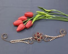 Kına Tacı Kırmızı Taşlı Papatya Taç