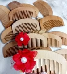 Çiçekli Ahşap Tarak Hediyelik