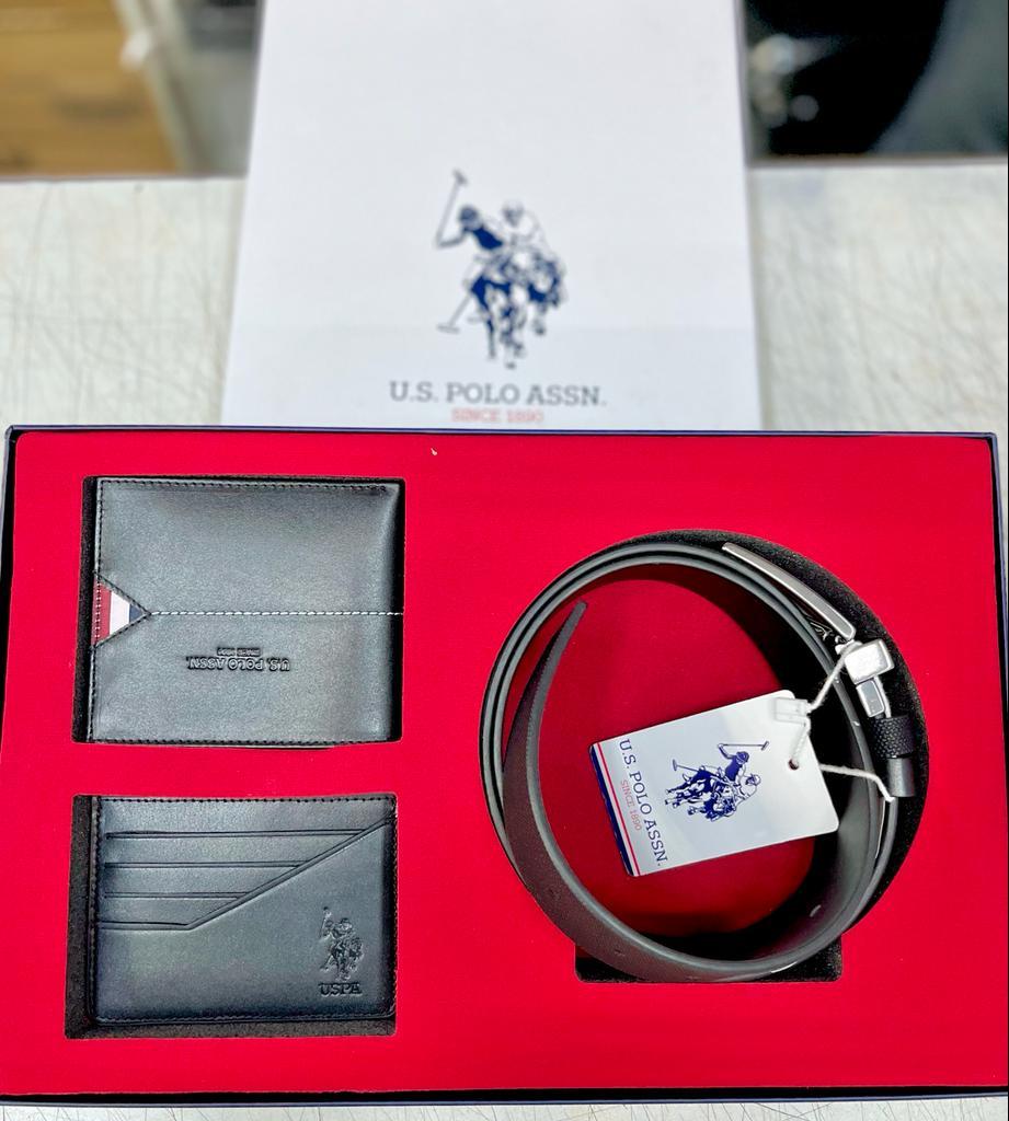 US Polo Kemer Cüzdan Kredi Kartlık 3'lü Set