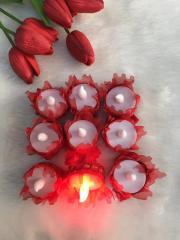 Led Işıklı Kına El Mumu Kırmızı 12 li