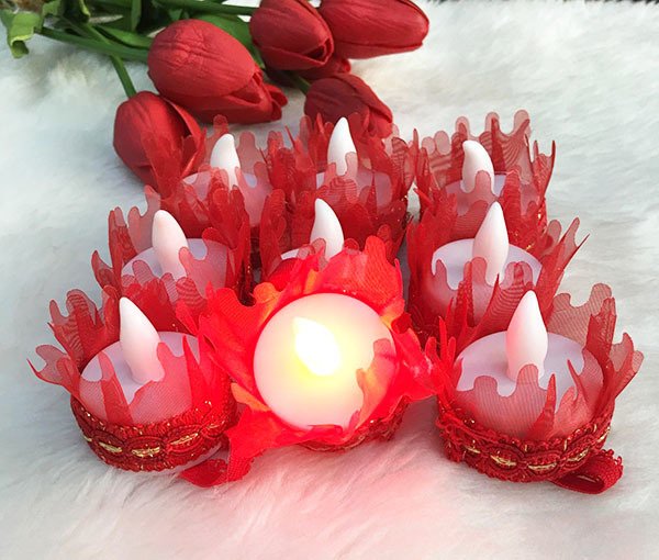 Led Işıklı Kına El Mumu Kırmızı 12 li