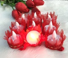 Led Işıklı Kına El Mumu Kırmızı 12 li