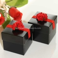 Kalpli Kına Kutusu-Çiçekli-Siyah