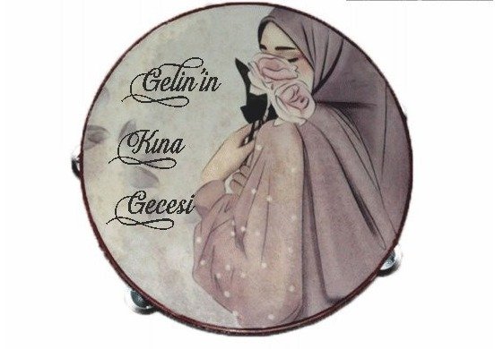 Kişiye Özel Tesettürlü Kına Kızı Baskılı Deri Tef