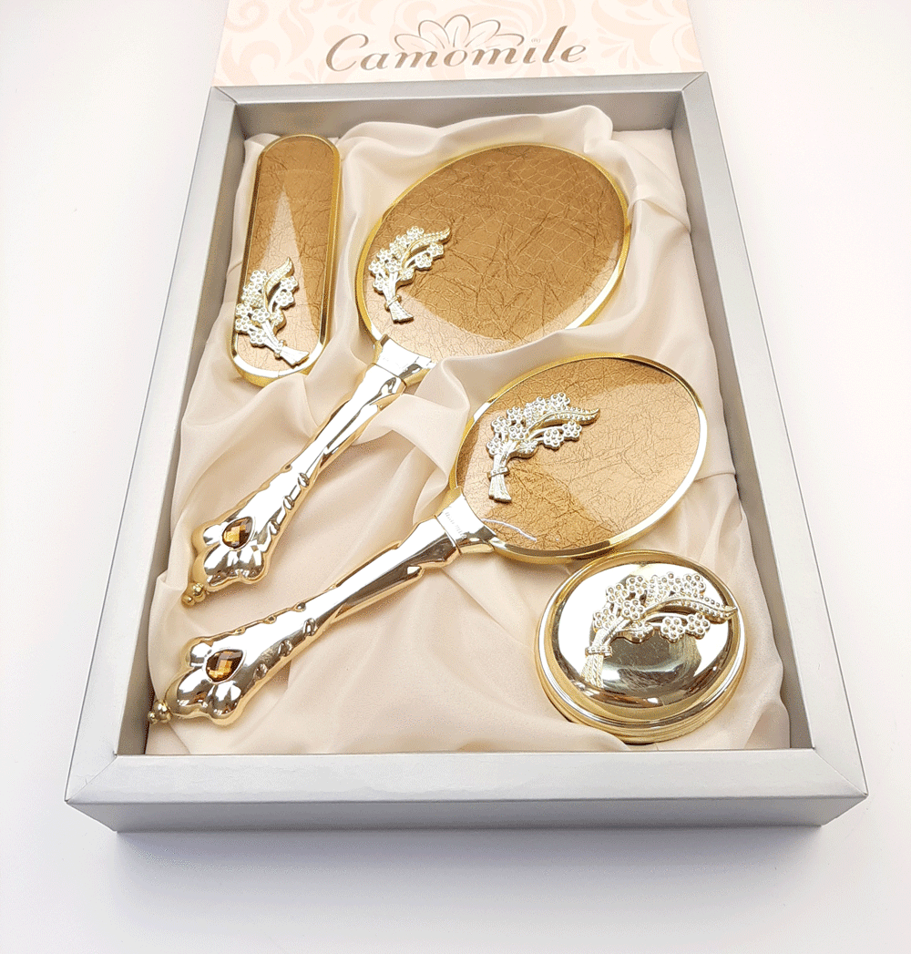 Camomile Buket Ayna Tarak Set Gold