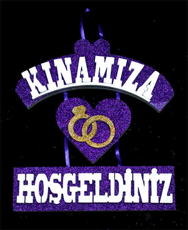 Kalp Alyanslı Kınamıza Hoşgeldiniz Kapı Süsü