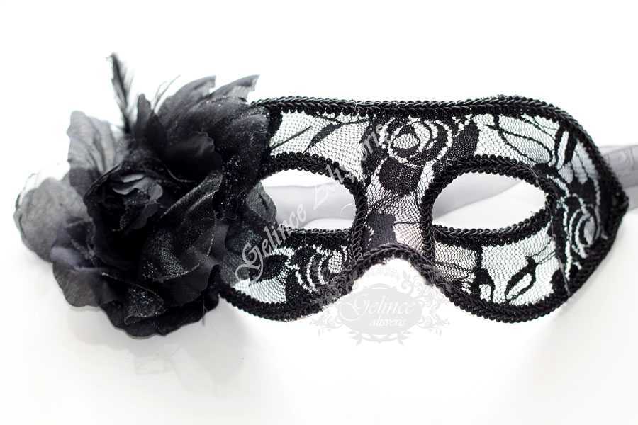 Siyah Dantelli Venedik Maske