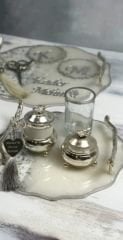 Epoksi Söz Nişan Yüzük Tepsisi Damat Kahvesi Fincan Seti 1