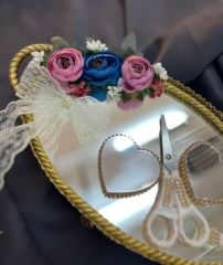 Ayna Söz Nişan Yüzük Tepsisi Seti Gold